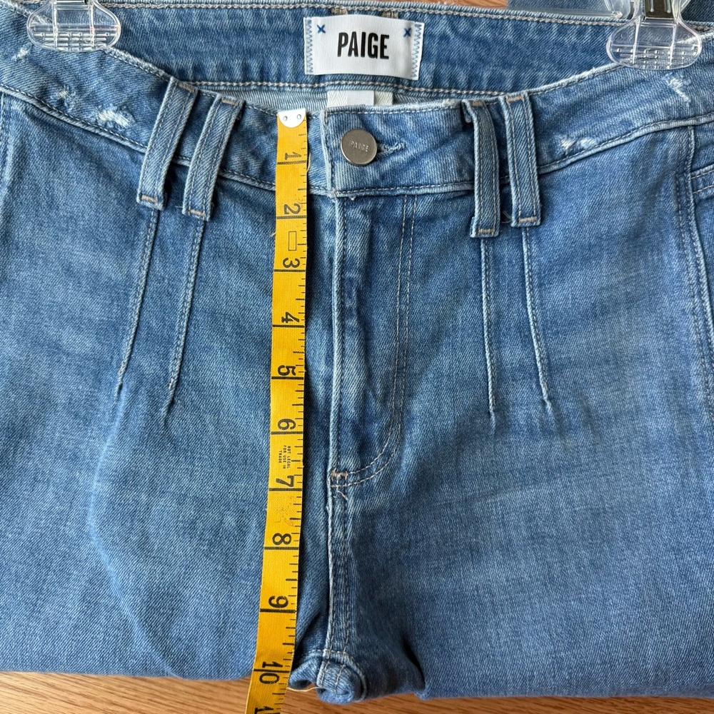 Paige Manhattan High Rise Cropped Jeans Front Seam Raw Hem Light Wash – Size 27 - Picture 8 of 8